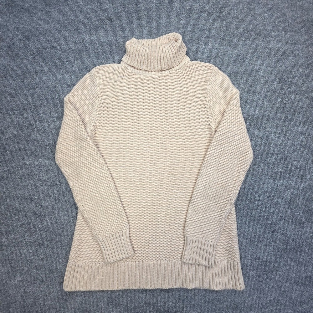 J. Crew Classic Turtleneck Sweater XS Beige Knit Cotton Wool Blend